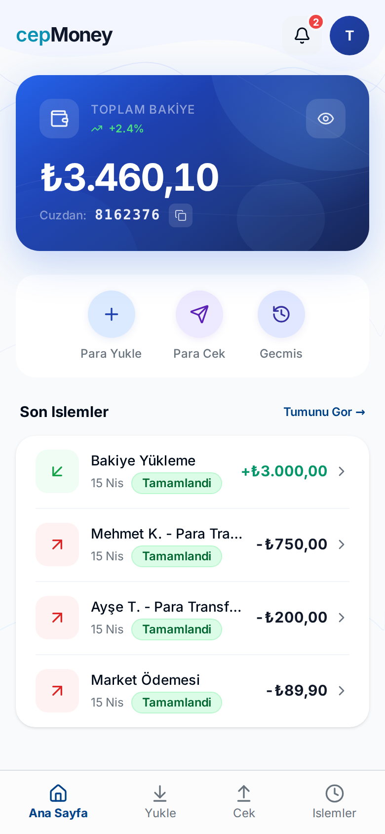 cepMoney Uygulama Ekranı